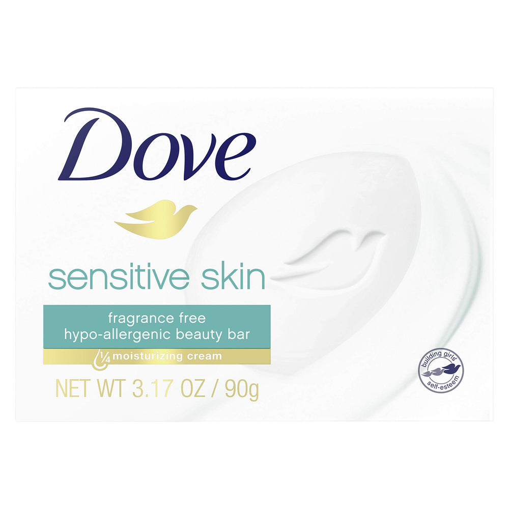 Dove Barra de Belleza para Piel Sensible en empaque de 8 barras para cuidado diario.