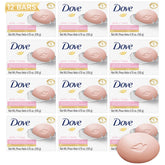Dove barra rosa de belleza, 12 unidades, hidrata y suaviza la piel.