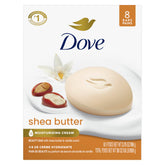 Dove Barra de Belleza Shea Manteca: textura cremosa para limpieza suave.