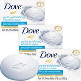 Jabón Dove exfoliante suave 3 en 1 para rostro y cuerpo, hidratante.