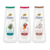 Dove Body Wash 3-count mixed pack packaging showcases variety for refreshed skin.