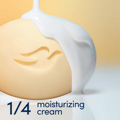 Creamy lather close-up highlighting moisture from Dove's formula.