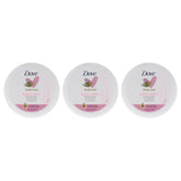 Dove crema rosa, paquete de tres frascos para hidratación suave.