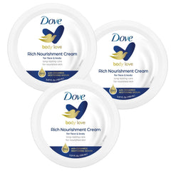 Dove Crema Nutritiva, textura sedosa para piel seca y suave.