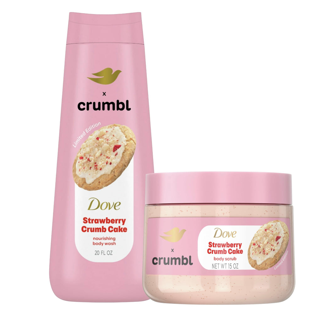 Dove Crumbl Moisturizing Body Wash bottle showing berry scent for long hydration.