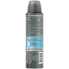 Dove antitranspirante spray, fragancia limpia y masculina, sensación fresca.