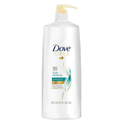 Dove Damage Therapy Daily Moisture Shampoo pump bottle for deep hydration of damaged hair.