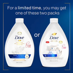Dove Deep Moisture refill with two 12 oz bottles for ongoing use.