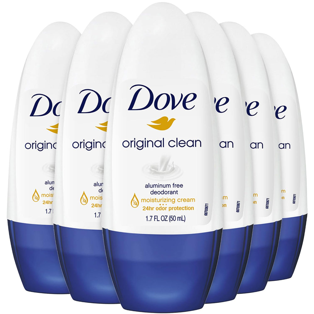 Dove Desodorante Roll-On Original Limpio en botella, protección 24H y suavidad en la piel.