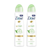 Dove Desodorante Pepino y Té Verde, frasco de 250 ml, frescura duradera para todo el día.