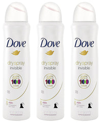 Dove Desodorante spray seco invisible en lata, acabado claro para protección diaria.