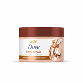 Dove Exfoliante Corporal Azúcar Morena y Manteca de Coco en envase, exfoliación suave.