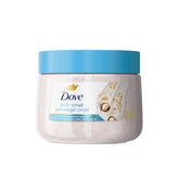 Dove Exfoliante Corporal Macadamia Leche de Arroz, textura cremosa para piel suave tras la ducha.