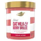 Dove exfoliante corporal en botella con azucar y leche de avena para exfoliación suave.