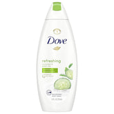 Dove gel de ducha Pepino y Té Verde, envase doble para uso diario.