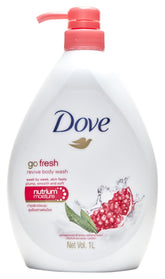 Dove Go Fresh Revive bottle closeup for a refreshing daily wash routine.