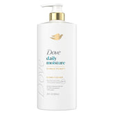 Dove Hidratación Diaria: botella en primer plano para cabello seco suave desde el primer uso