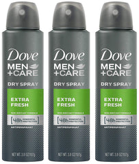Dove Antitranspirante Extra Fresco para Hombre, paquete de tres, uso diario.