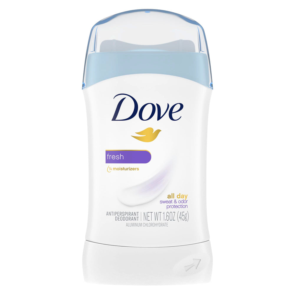 Dove Invisible Solid Fresh bottle showing stain-free protection all day