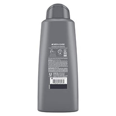 Dove Men Care 2in1 bottle close-up highlights citrus scent for daily freshness.