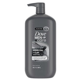 DOVE MEN+CARE botella carbón arcilla para exfoliar cara y cuerpo.