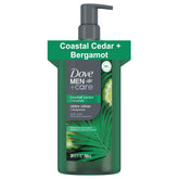 DOVE MEN + CARE: botella cedro costero y bergamota para limpieza vigorizante.