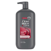 DOVE MEN + CARE botella exfoliante para piel suave todo el día.