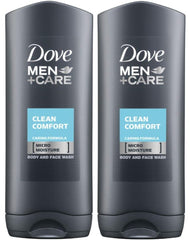 Dove Men Care, botella vertida, cuidado suave para rostro y cuerpo.