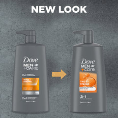 Dove Men+Care calcium caffeine boost highlights fortifying ingredients for hair.