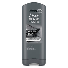 Dove Men+Care Carbón Purificante y Arcilla en botella, limpieza suave.