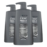 Dove Men Care Charcoal Clay Shampoo 3-Count Pack for purifying cleansing