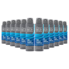 Dove Men+Care Clean Comfort dry spray can for long-lasting protection.