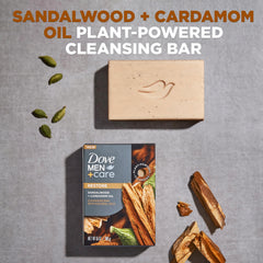 Dove Men+Care bar packaging highlighting plant-based cleanser and cruelty-free ethos