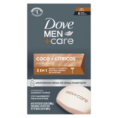 Dove Men+Care Coco Citrus: barra para mano y cuerpo con hidratación suave.