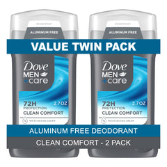 Dove Men+Care Clean Comfort Desodorante en barra con pack doble y protección de 48 horas.