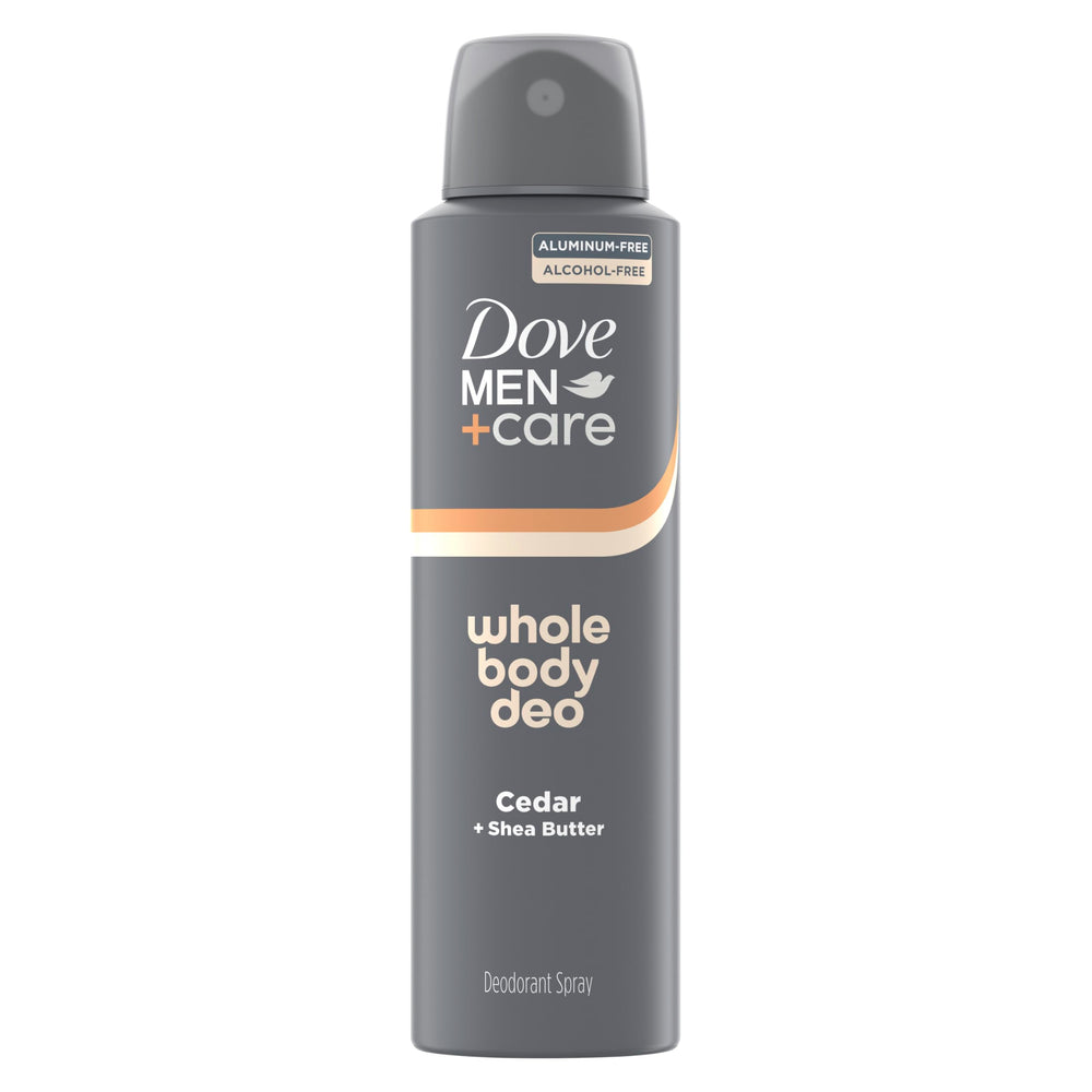 DOVE MEN + CARE desodorante para cuerpo entero en frasco, protección diaria sin aluminio.