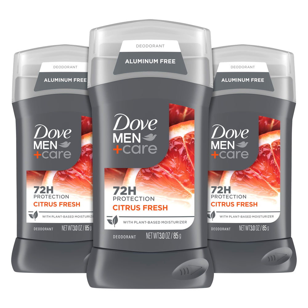Dove Men+Care desodorante sin aluminio, barra cítrica veraniega para frescura diaria.