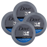 Dove Men+Care Ultra Hydra Cream packaging box showcases four-pack hydration