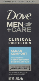 Dove Men+Care deodorant bottle shows 96h protection for all-day activity.