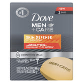 Dove Men+Care Skin Defense soap bar pack front view for everyday skin protection.