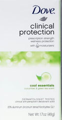 Dove Protección Clínica Cool Essentials etiqueta legible destaca fórmula sin alcohol