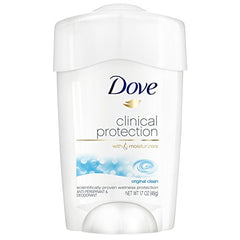 Envase de Dove Protección Clínica Original Limpio con barra desodorante lista para usar.