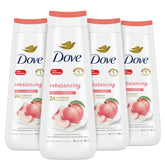 Dove Rebalancing White Peach & Rice Milk bottle for gentle cleansing and lasting softness