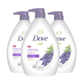 Dove Relaxing Body Wash bottle pour with lavender for soothing skin