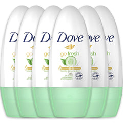 Dove Roll-On Frescura Pepino y Té Verde en botella, protección suave para la axila.
