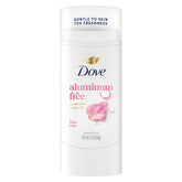 Dove Rose Mist deodorant stick packaging highlights an aluminum-free formula for daily use.