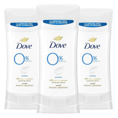 Dove Sensitive 0% Aluminum Deodorant Packaging highlights gentle care and protection.