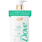 Dove Serum Gel de Ducha para acné: botella mostrando limpieza suave para piel propensa al acné.