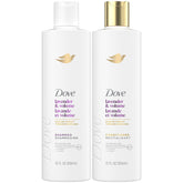 Dove Shampoo Lavanda Volumen: impulso de cuerpo ligero para cabello fino.