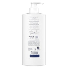 Dove Volume & Fullness enfoque en cabello fino, muestra textura y cuerpo.
